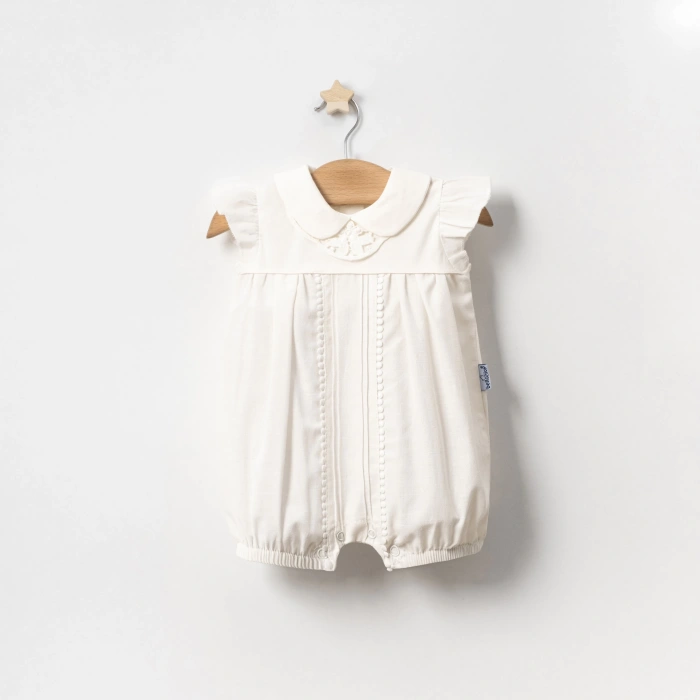 YAZLIK YAKASI FİSTO DANTELLİ BEBE KIZ TULUM