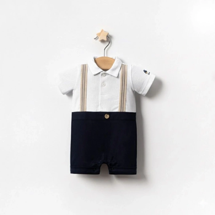 YAZLIK SALOPET AKSESUARLI KISA BEBE ERKEK TULUM