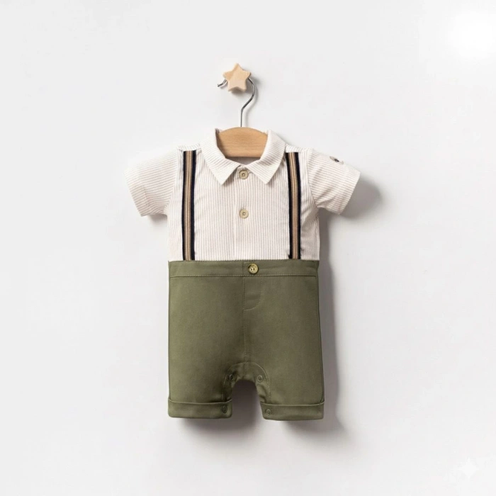 YAZLIK SALOPET AKSESUARLI KISA BEBE ERKEK TULUM