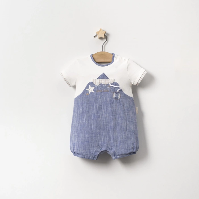 YAZLIK YELKEN NAKIŞLI İPLİ BEBE ERKEK TULUM