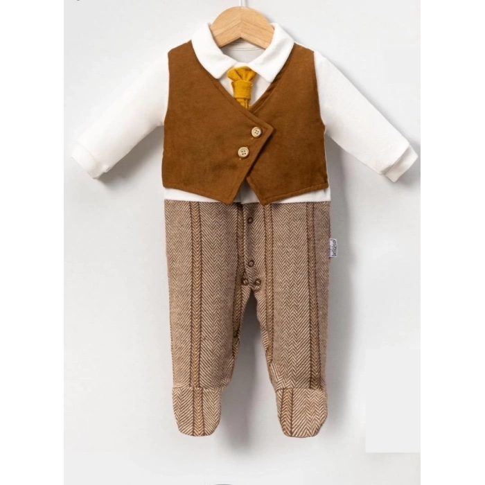 YELEKLİ KRAVATLI BEBE ERKEK TULUM
