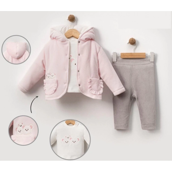 KADİFE MONTLU AYICIKLI 3LÜ TAKIM