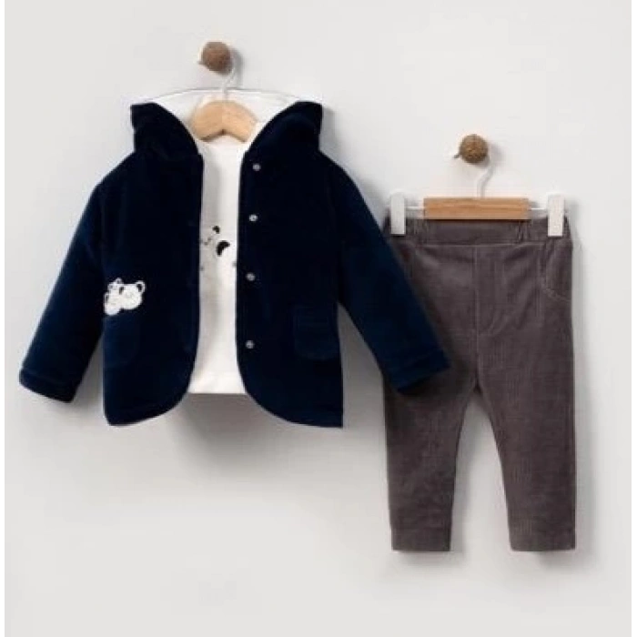 KADİFE MONTLU AYICIKLI 3LÜ TAKIM