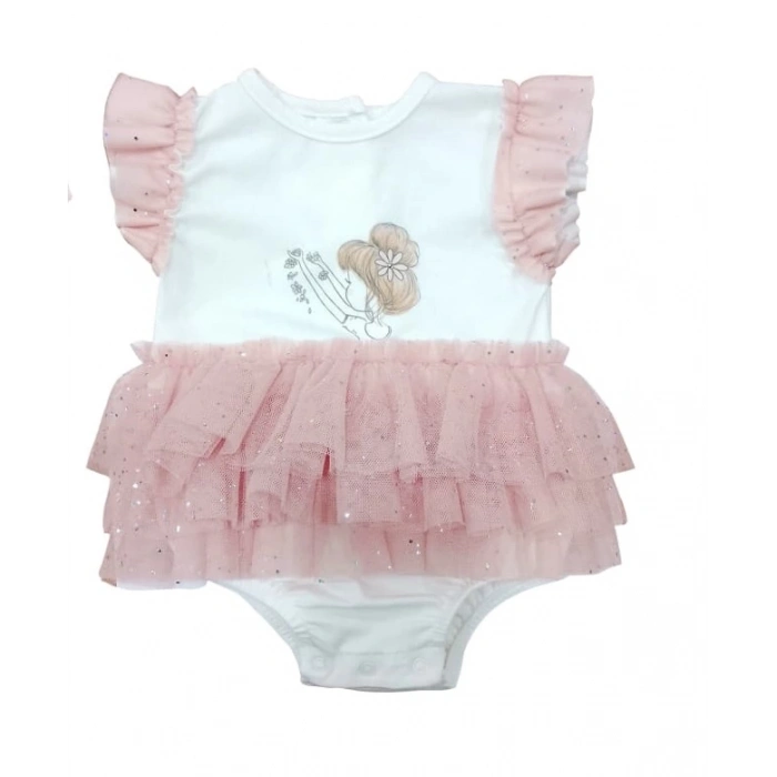 YAZLIK KATKAT ETEKLİ TÜLLÜ BEBE KIZ ÇITÇITLI BADİ