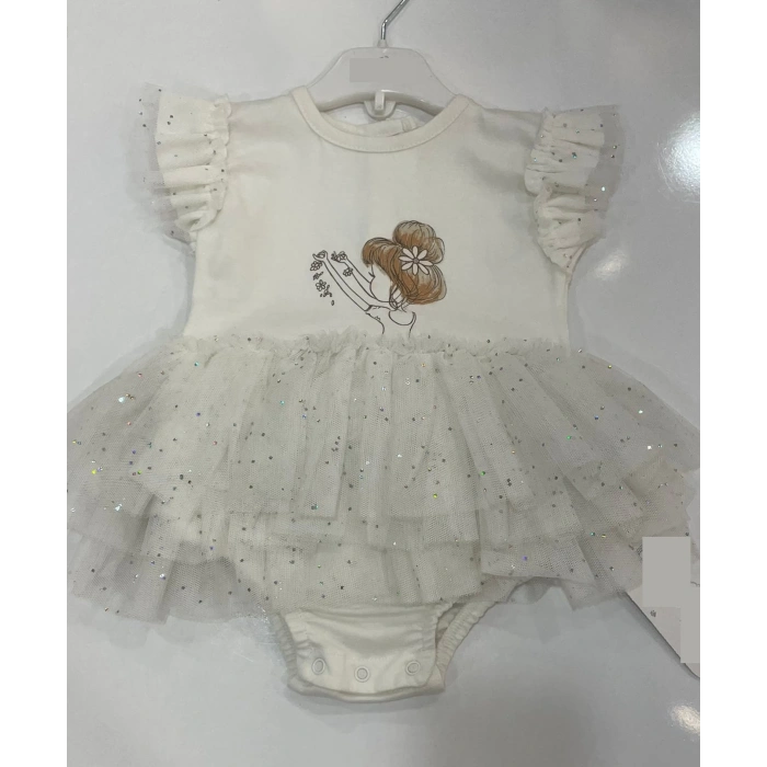 YAZLIK KATKAT ETEKLİ TÜLLÜ BEBE KIZ ÇITÇITLI BADİ