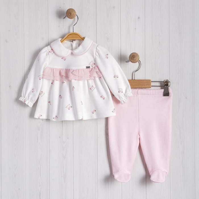 KELEBEK BASKILI ŞİFON FIRFIRLI BEBE 2Lİ KIZ TAKIM