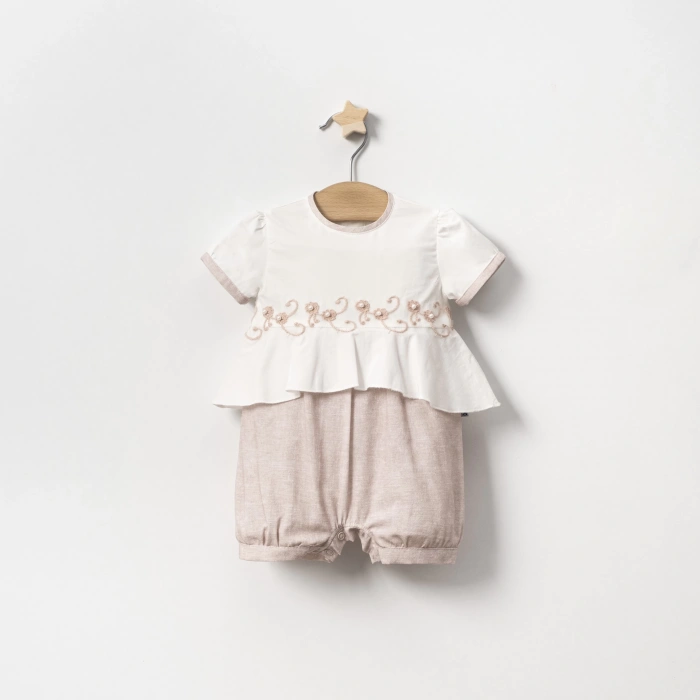 YAZLIK BRODELİ İNCİLİ BEBE KIZ TULUM