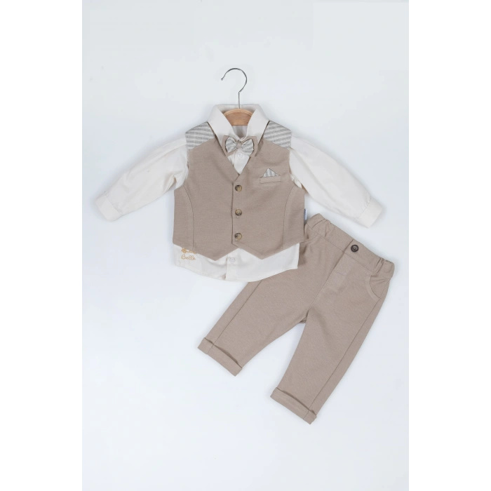 ÇİZGİ GARNİ YELEKLİ 3LÜ TAKIM