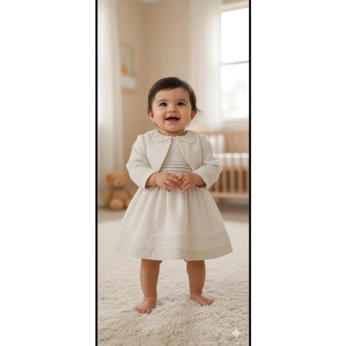 KEMERİ PİLELİ BOLEROLU ELBİSE