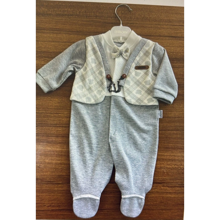 AYI BASKI YELEKLİ ZİNCİRLİ BEBE ERKEK TULUM