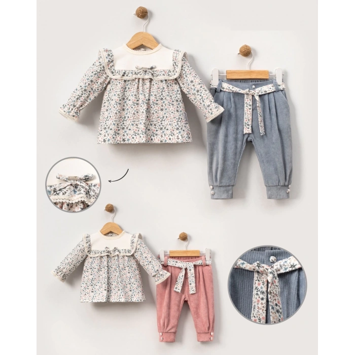 ÇİÇEK BASKILI BEBE 2Lİ KIZ TAKIM