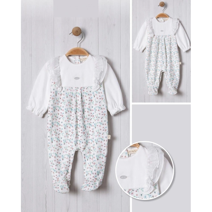 ÇİÇEK BASKILI FIRFIRLI BEBE KIZ TULUM