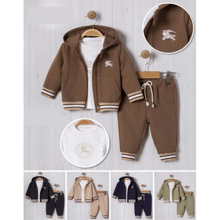 KAPŞONLU AT BASKILI BEBE 3LÜ ERKEK TAKIM