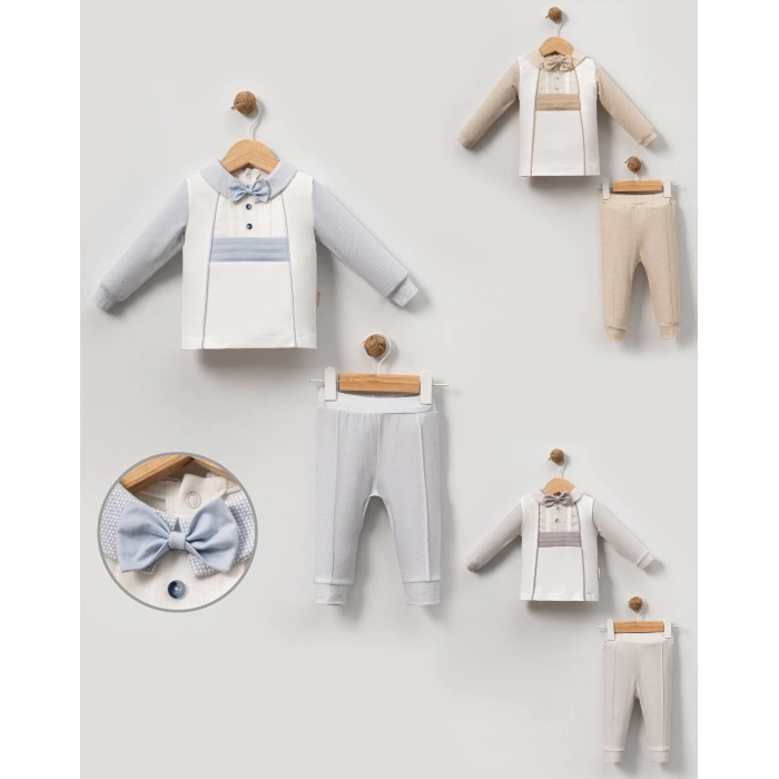 ÖNÜ DÜĞME AKSESUARLI BEBE 2Lİ ERKEK TAKIM