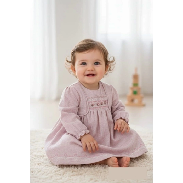 ROBASI SIRA ÇİÇEKLİ BEBE KIZ ELBİSE