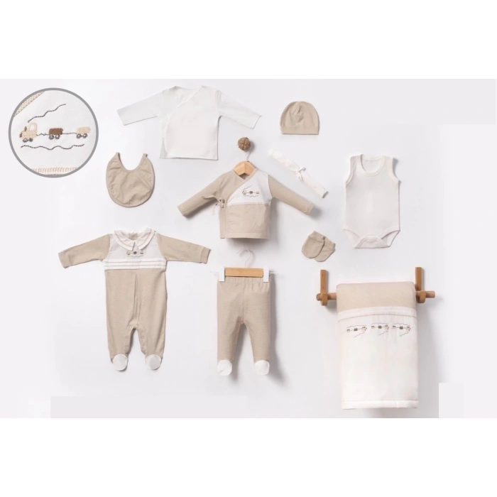 TREN NAKIŞLI BEBE ERKEK HASTANE ÇIKIŞI 10LU SET