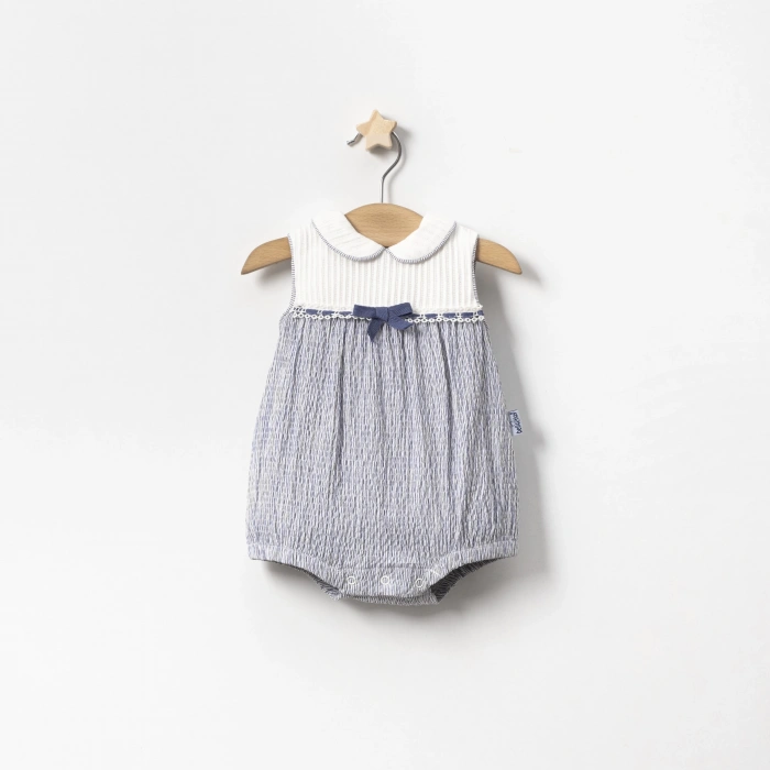 YAZLIK ÇİZGİLİ BEBE KIZ KISA TULUM