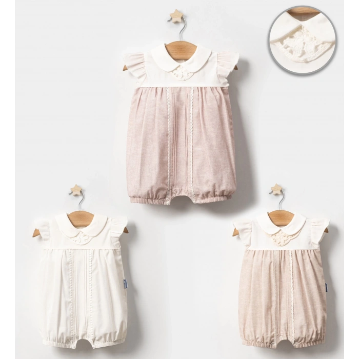 YAZLIK YAKASI FİSTO DANTELLİ BEBE KIZ TULUM