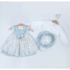 BOLEROLU SIFIR KOLLU ŞAPKALI ROBASI ŞERİT DANTELLİ BEBE KIZ ELBİSE