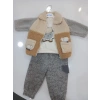 KUZU NAKIŞLI MONTLU BEBE ERKEK  3LÜ TAKIM