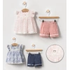 YAZLIK ÇİÇEK BASKILI ŞORTLU BEBE KIZ 2Lİ TAKIM