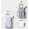 YAZLIK ÇİZGİLİ SALOPET CEPLİ BEBE ERKEK 2 PARÇA TULUM