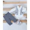YAZLIK ÇİZGİLİ YELEKLİ BEBE ERKEK 3LÜ TAKIM