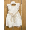 YAZLIK KETEN KEMERLİ ÇİÇEK AKSESUARLI BEBE KIZ ELBİSE