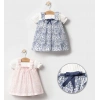 YAZLIK KOLU LASTİKLİ ÇİÇEK BASKILI BEBE KIZ ELBİSE