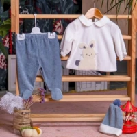 Tavşan Nakışlı 2li Patikli KIZ Bebek Takım