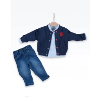BOMBER CEKETLİ POPLİN GÖMLEK KOT PANTOLONLU TAKIM