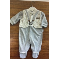 AYI BASKI YELEKLİ ZİNCİRLİ BEBE ERKEK TULUM