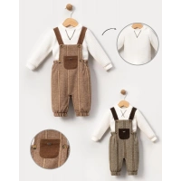 BALIKSIRTI SALOPET CEPLİ BADİLİ BEBE ERKEK TULUM