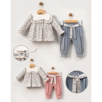 ÇİÇEK BASKILI BEBE 2Lİ KIZ TAKIM