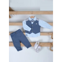 ÇİZGİ GARNİ YELEKLİ 3LÜ TAKIM