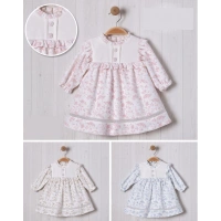 KADİFE FIRFIRLI DÜĞME DETAYLI BEBE KIZ ELBİSE