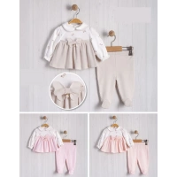 KELEBEK BASKILI İNCİ AKSESUARLI BEBE 2Lİ KIZ TAKIM