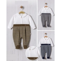 KEMER DETAY MİNİ ARMALI EKOSE BEBE ERKEK TULUM