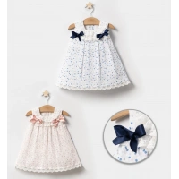 LALE BASKILI FİYONKLU BEBE KIZ ELBİSE