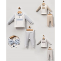 ÖNÜ DÜĞME AKSESUARLI BEBE 2Lİ ERKEK TAKIM