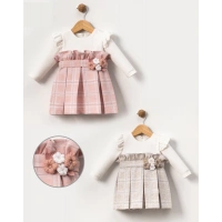 ÖRGÜ ÇİÇEK AKSESUARLI BEBE KIZ ELBİSE