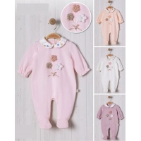 ÖRME ÇİÇEK AKSESUARLI KIZ BEBE TULUM