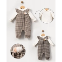 PİTİKARE SALOPETLİ PADİLİ BEBE KIZ TULUM