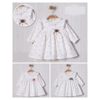 PONPON AKSESUARLI KADİFE KIZ BEBE ELBİSE