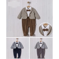 SAHTE CEKETLİ BALIKSIRTI BEBE ERKEK TULUM