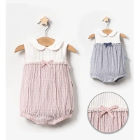 YAZLIK ÇİZGİLİ BEBE KIZ KISA TULUM