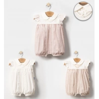 YAZLIK YAKASI FİSTO DANTELLİ BEBE KIZ TULUM