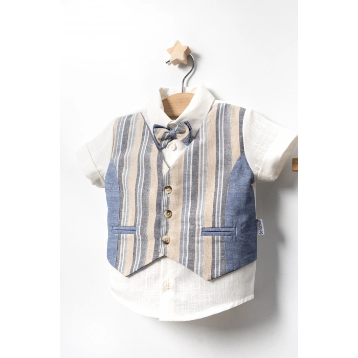 YAZLIK FLOTALI YELEKLİ PAPYONLU BEBE 2Lİ ERKEK TAKIM