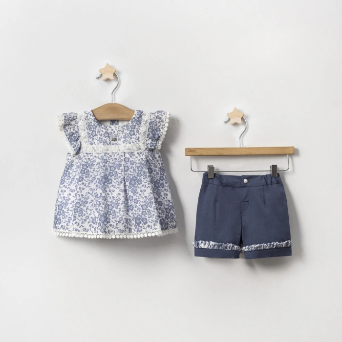 YAZLIK ÇİÇEK BASKILI ŞORTLU BEBE KIZ 2Lİ TAKIM