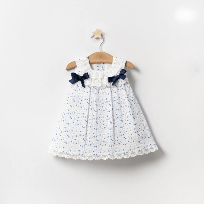 LALE BASKILI FİYONKLU BEBE KIZ ELBİSE